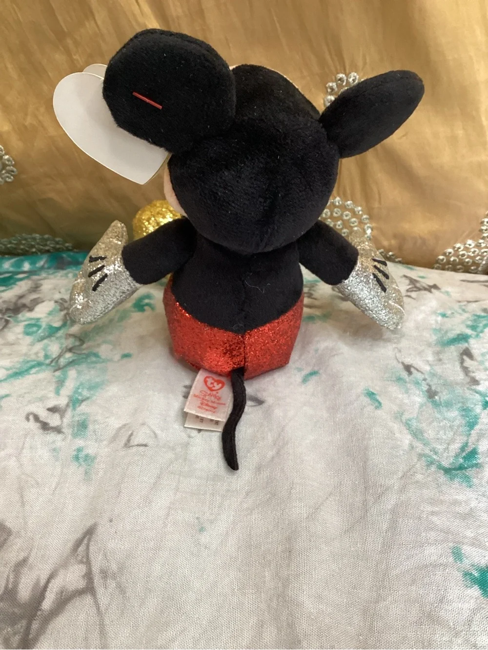 Disney Sparkle Mickey Mouse Beanie Babies Collection - Black, Red & Gold Glitter